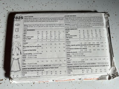 Simplicity 7825 Uncut Sewing Pattern - Wizard of Oz Lion, Kids