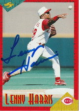 LENNY HARRIS CINCINNATI REDS SIGNED 1994 SCORE TRADED CARD #RT33