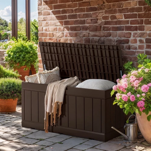 82 Gallon Outdoor Storage Patio Deck Box Waterproof Resin Container - Picture 4 of 9