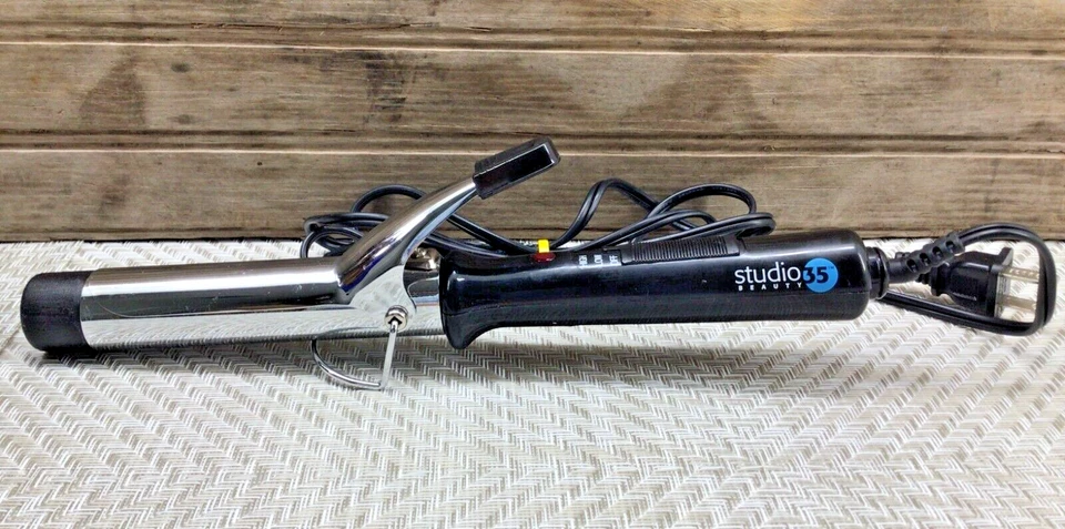 Plancha rizadora de cabello STUDIO 35 modelo de belleza SWIR1922 negra de viaje barril de 1" FUNCIONA Foto 3 de 4