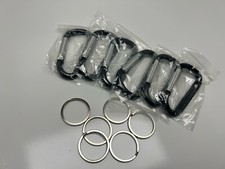 Carabiner Clip 6 Pcs Black with 6 Pcs Keyring Keychain Hook