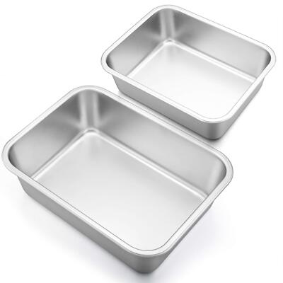 Deep Lasagna Pan Set (12.7   & 10.7 Stainless Steel Rectangular Baking Pan fo...