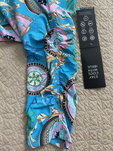New IBKUL Debbie Print Ruched Elbow Length Sleeve Top UPF 50+ R$98 Size Small - Picture 9 of 9