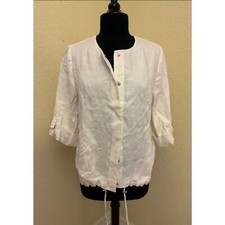 Chico's White Snap Jacket with Rolled Up Sleeves Drawstring - Sz 1 8/10