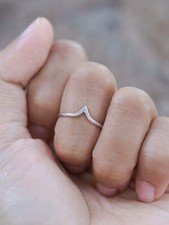 Silver Hammered Chevron Ring, Dainty Sterling Silver v Ring, Birthday Gift