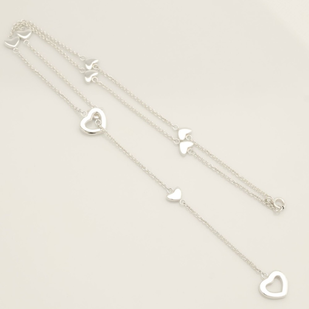 Tiffany & Co. Heart Link Lariat Necklace AG925 Chain 48.1cm Women Accessories