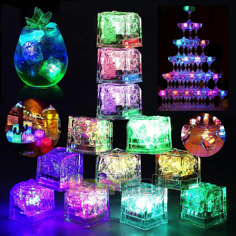 4-120x Cubo de Hielo Iluminado para Bebidas Multicolor LED Cubitos de Hielo para Luz Cubo de Hielo Foto 2 de 4