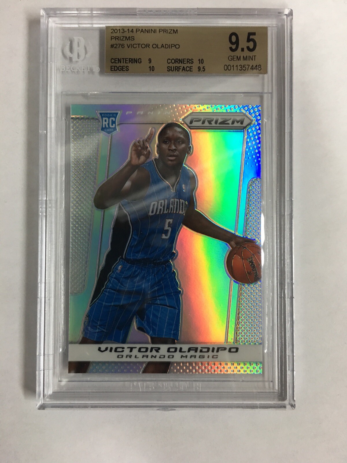2013-14 Panini Prizm Silver Refractor Victor Oladipo #276 Beckett Graded 9.5