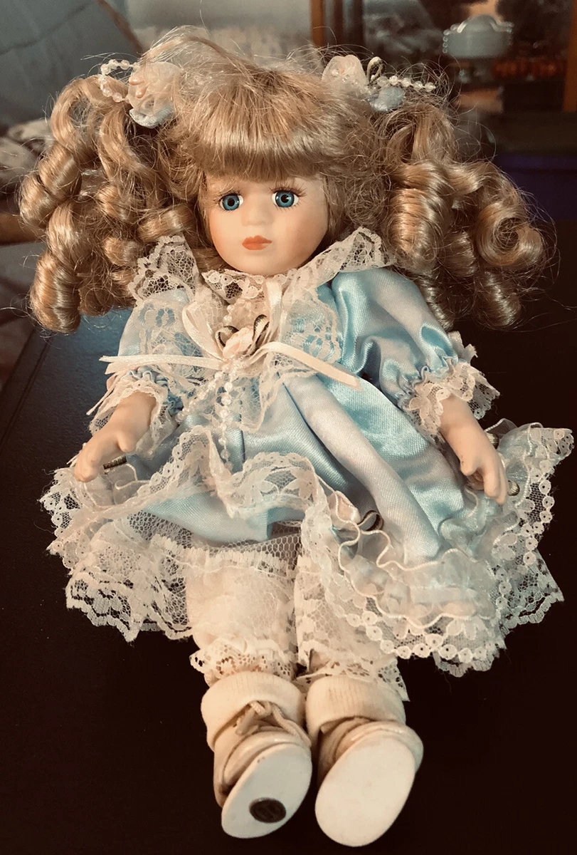 Vintage Bisque Doll Blonde Hair Cloth Body - Small Size