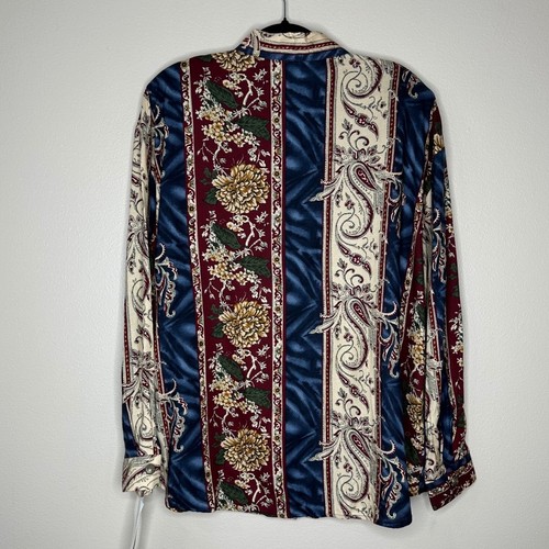 Kathie Lee Collection NWT VTG Long Sleeve Button Front Paisley Print Blouse 12 - Picture 2 of 8