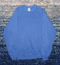Vintage Jerzees Blank Blue Pullover Sweatshirt Youth Large