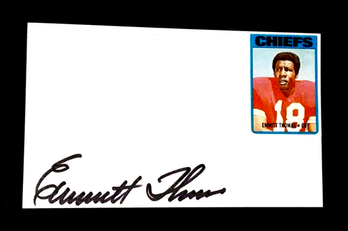 EMMITT THOMAS HOF KANSAS CITY CHIEFS CB SIGNED AUTOGRAPHED INDEX CARD 3X5