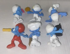 6 LOT Smurfs Peyo McDonalds Happy Meal 3” Toy Figures Baker Nerd Butterfly
