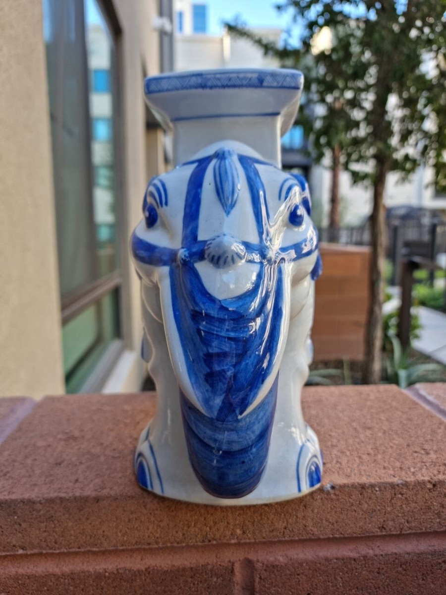 Vintage Chinese Blue & White Porcelain Elephant Plant Stand