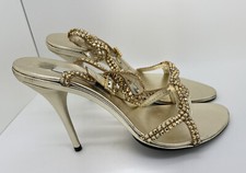 Vero Cuoio Women's Leather Shoes Gold Crystal Size 41 Made In Italy Retail 796