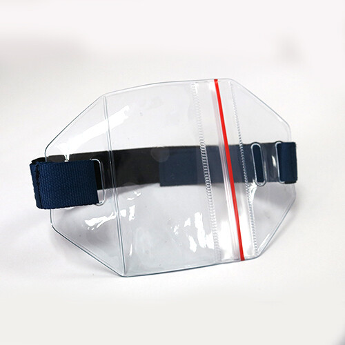 Armband Foto Ausweis Abzeichen Halter vertikal blau, rot Reißverschluss Allwetter 25 Stück - Bild 6 von 7