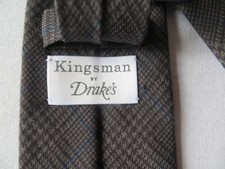 KINGSMAN X DRAKE s GRAUE WOLL-TARTAN-KRAWATTE...