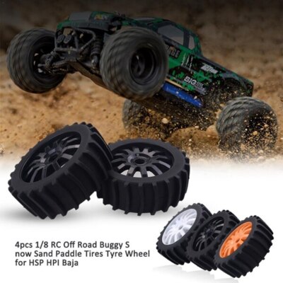 4Pcs 1/8 RC Off Road Buggy Snow Sand Paddle Tires Tyre Wheel for HSP HPI Baja