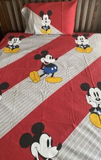 VTG The Walt Disney Co Mickey Mouse Twin Flat Sheet Standard Pillowcase Grey