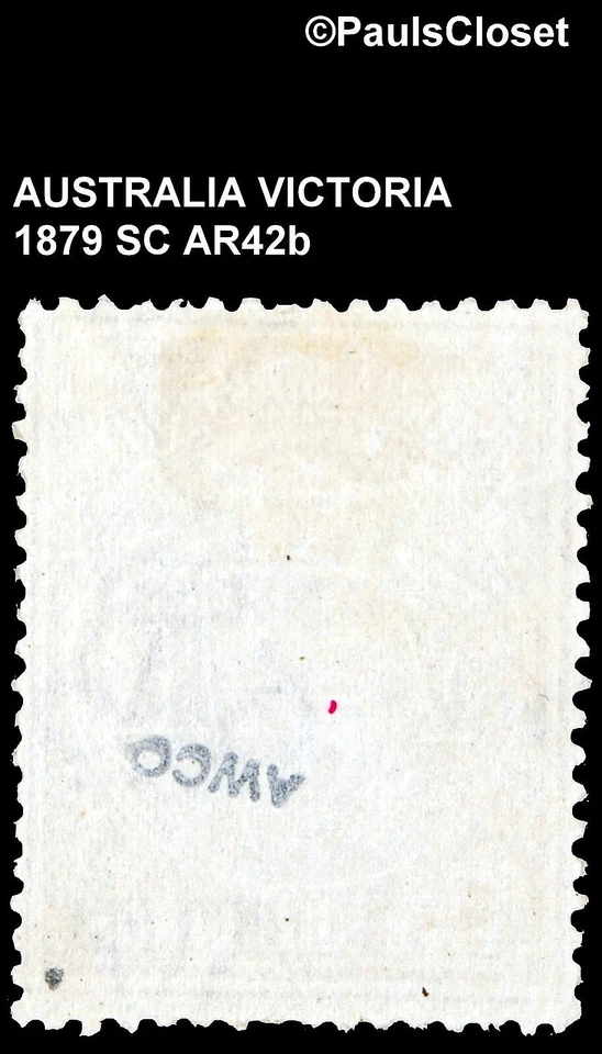 VICTORIA 1879 SC AR42b CORONA Y ESCUDO CLARET SOBRE PAPEL AMARILLO 5/- p121/2 MHM F/VF Foto 2 de 2