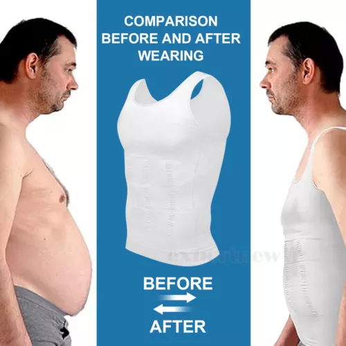 T-shirt canotta da uomo body shaper ventre compressione petto cintura - Foto 12 di 29