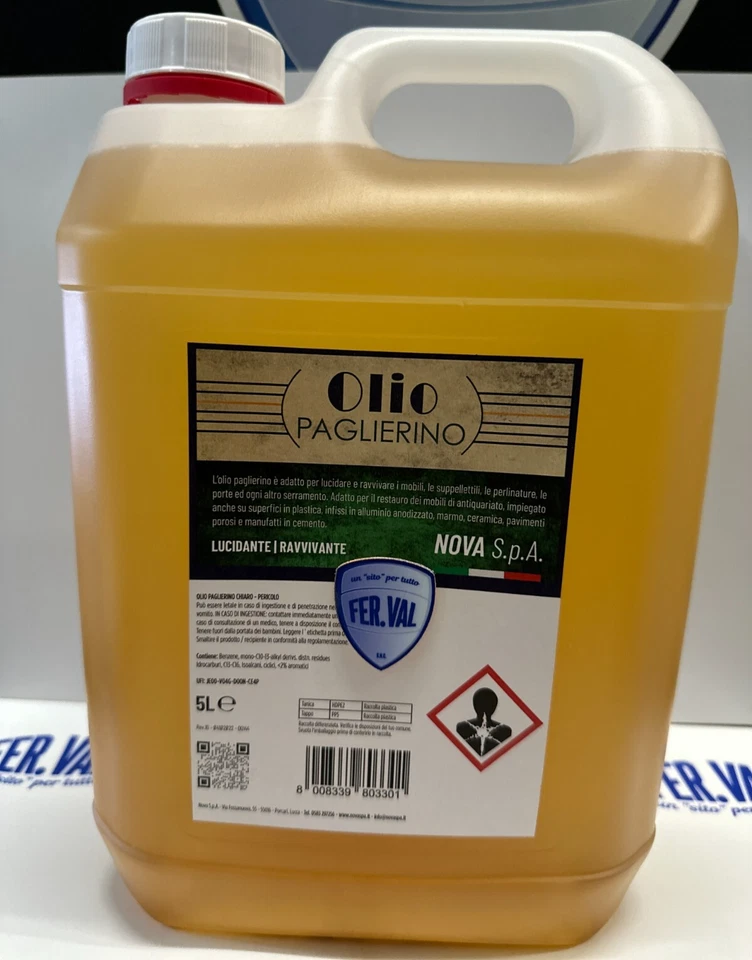 NOVA OLIO PAGLIERINO 5L PULIZIA LUCIDATURA MOBILI PORTE ARMADI LEGNO COD. 00144 - Immagine 3 di 4