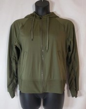Sz L 12-14 Ladies Jacket. Athletic Lightweight Hoodie Top. Green Long Sleeves