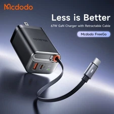 Mcdodo 411 FreeGo 67W Retractable Cable US GaN Charger Display 45W 30W PD Chargi