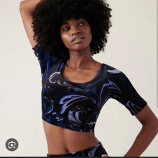 Athleta Exhilarate Velvet Crop A-C, NWT, A12 Size S Navy