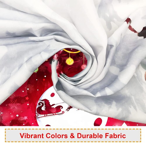 Christmas Red Shower Curtain 72x72 Inch Holiday Xmas Bokeh White 12 Hooks - Picture 6 of 8