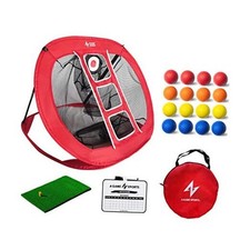 Golf Chipping Net Pop Up Golf Chipping Net with Mat - Golf Practice Nets Red