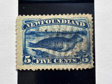 Timbre TERRE-NEUVE 1888 sceau portuaire 5c / occasion , mince / TR563