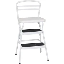 Retro Counter Chair/Step Stool with Lift-up Seat MULTI-PURPOSE White