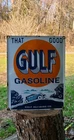 Good Gulf Gasoline motor oil vintage gas pump porcelain sign