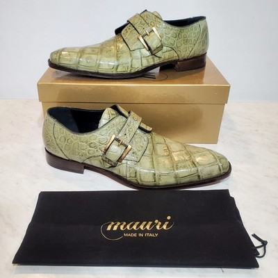 Mauri 4853 Money Green Alligator Body Dress Shoes SZ 11.5 MSRP 1350$