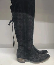 Lane Lexington Leather Tall Western Boot Black Womens Size 7M