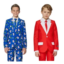 SUITMEISTER Boys Christmas Suit - Youth S, M, L, XL, 2XL - Red or Blue - New