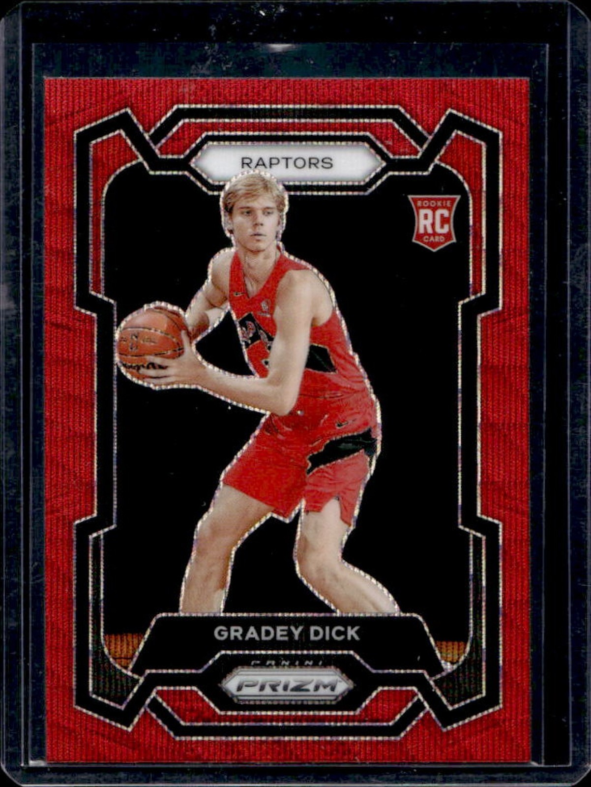 2023-24 Prizm Gradey Dick RC Prizms Ruby Wave Rookie #134 Raptors