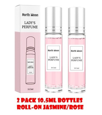 2 Pack 10.5ml North Moon Women Lady's Roll-on Perfume -Floral Jasmine Rose Scent