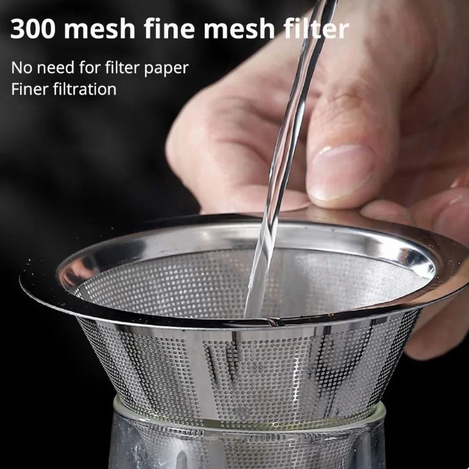 Double Mesh Pour Over Coffee Dripper Slow Drip Paperless Coffee Filter Double Mesh ...