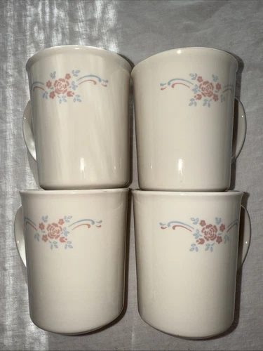 Set Of 4 Vintage Corningware English Breakfast Floral Coffee Tea Mugs EUC