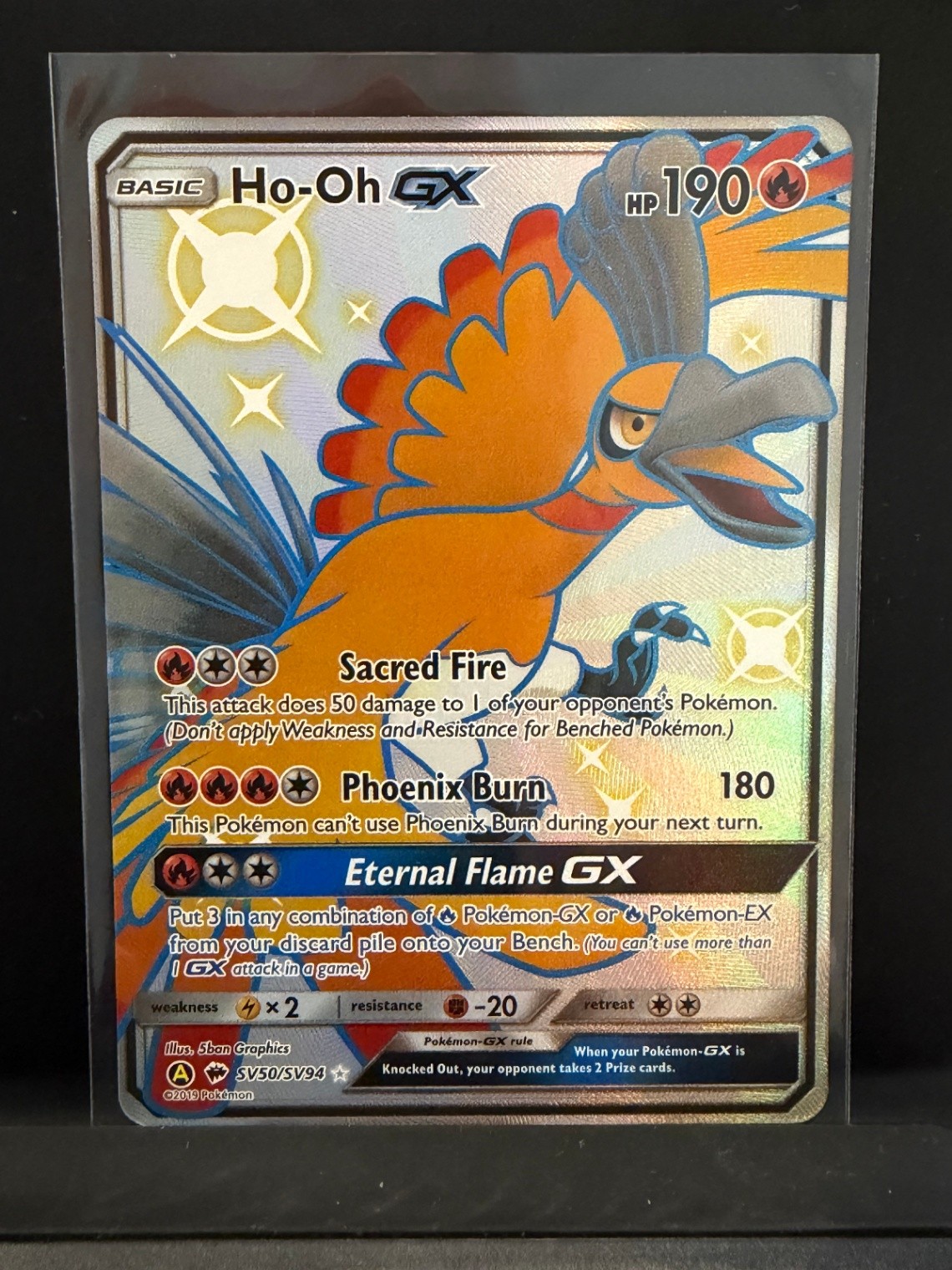 Ho Oh GX Shiny Holo Rare Hidden Fates: Shiny Vault SV50/SV94 Fire Holo Pokemon C