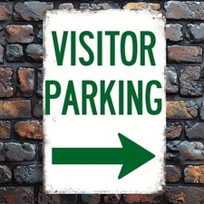 Visitor Parking Right Arrow Vintage Metal Sign Outdoor Yard Parking Wall Decor