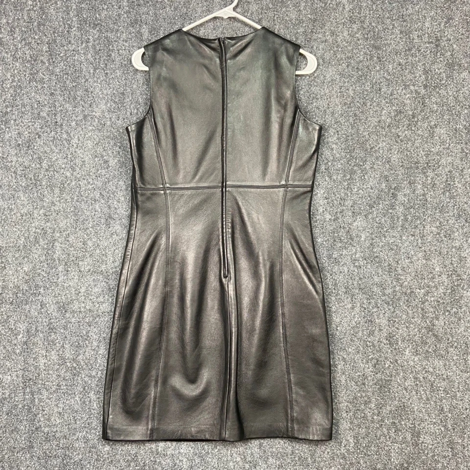 Vestido Tommy Hilfiger Vintage Cuero Negro Talla 10 Funda Sin Mangas Mini Años 90 Foto 2 de 4