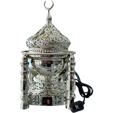 Electric Incense Burner Bakhoor Mabkhara Aroma Bukhoor Oud Arabian Silver