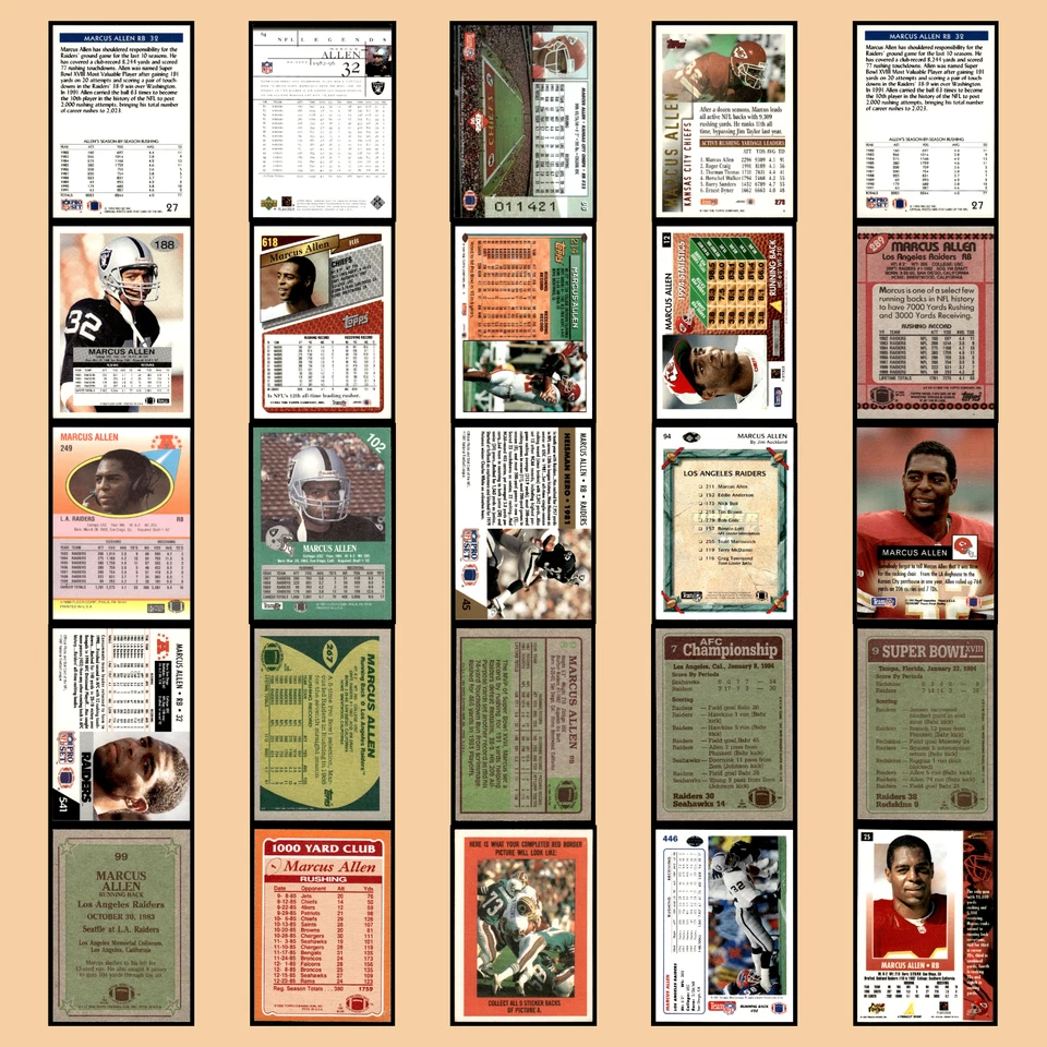 Marcus Allen Lot 25 Football Cards 1992 Pro Set Power Los Angeles Raiders Set NM - Image 2 of 4