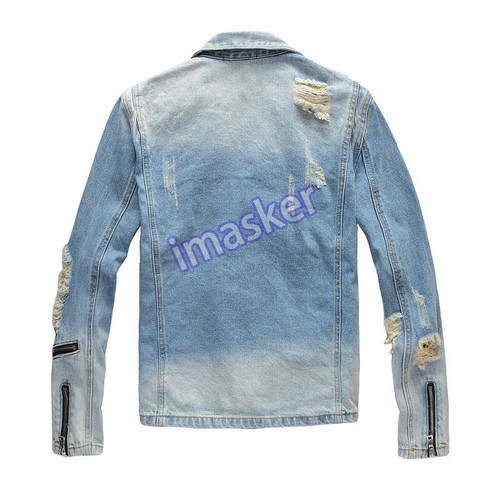 American Retro Ripped Herren Motorrad Denim Jacke Slim Fit Reißverschluss Mode Mantel - Bild 7 von 22