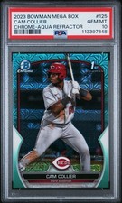 2023 Bowman Chrome 1st Cam Collier RC Aqua Refractor /225 Reds PSA 10 GEM MINT