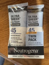 2 Pack Neutrogena Ultra Sheer Dry-Touch Sunscreen Lotion SPF 45, 3 oz each 