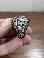 Natural Yemeni Agate Sterling Silver 990 Men Ring 38.8 grams